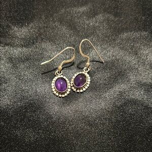 Elegant Purple Stone Dangle Earrings